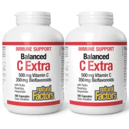 Natural Factors [2 for Deal] Balanced C Extra with Rutin, Rosehips, Hesperidin 500 mg / 350 mg, 180 Capsules | Unbeatable Prices