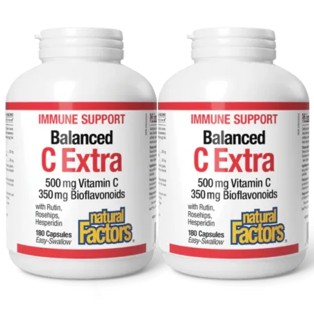 Natural Factors [2 for Deal] Balanced C Extra with Rutin, Rosehips, Hesperidin 500 mg / 350 mg, 180 Capsules | Unbeatable Prices