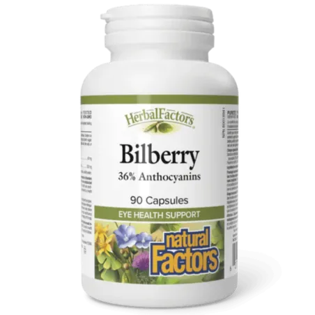 Natural Factors HerbalFactors Bilberry, 90 Capsules | Unbeatable Prices, Daily Deals | VITASHOP