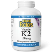 Natural Factors 维生素 K2 100 微克, 360 粒植物胶囊 | 每天不同折扣, 全网最低价格 | 种类齐全的保健品店铺 VITASHOP, 只有你想不到, 没有你买不到 !