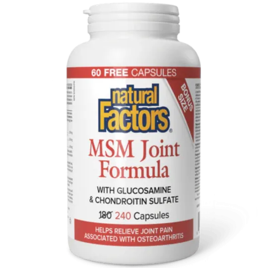 Natural Factors 내추럴 팩터스 MSM 조인트 포뮬러, 240캡슐 | 매일 업데이트되는 특가 상품 | VITASHOP