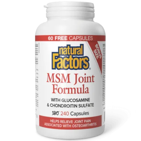Natural Factors 내추럴 팩터스 MSM 조인트 포뮬러, 240캡슐 | 매일 업데이트되는 특가 상품 | VITASHOP