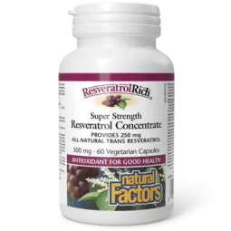 Natural Factors ResveratrolRich 超强白藜芦醇浓缩物 500 毫克, 60粒植物胶囊 | 每天不同折扣, 全网最低价格 | 种类齐全的保健品店铺 VITASHOP, 只有你想不到, 没有你买不到 !