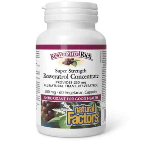 Natural Factors ResveratrolRich 超强白藜芦醇浓缩物 500 毫克, 60粒植物胶囊 | 每天不同折扣, 全网最低价格 | 种类齐全的保健品店铺 VITASHOP, 只有你想不到, 没有你买不到 !