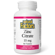 Natural Factors Zinc Citrate 15 mg, 90 Tablets | Unbeatable Prices, Daily Deals | VITASHOP