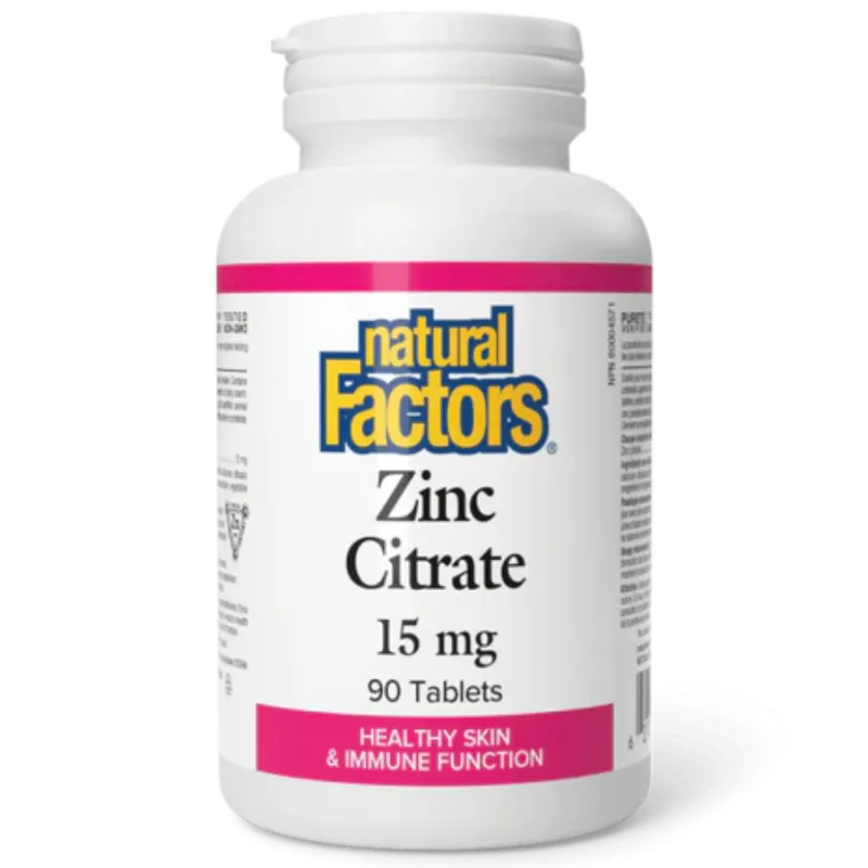 Natural Factors Zinc Citrate 15 mg, 90 Tablets | Unbeatable Prices, Daily Deals | VITASHOP