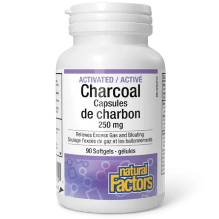 Natural Factors Activated Charcoal Capsules 250 mg, 90 Softgels | Unbeatable Prices, Daily Deals | VITASHOP