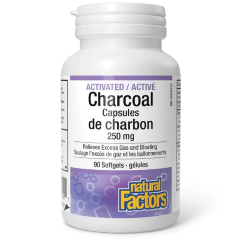 Natural Factors 내추럴 팩터스 활성탄 캡슐 250 mg, 90 소프트젤 | 매일 업데이트되는 특가 상품 | VITASHOP