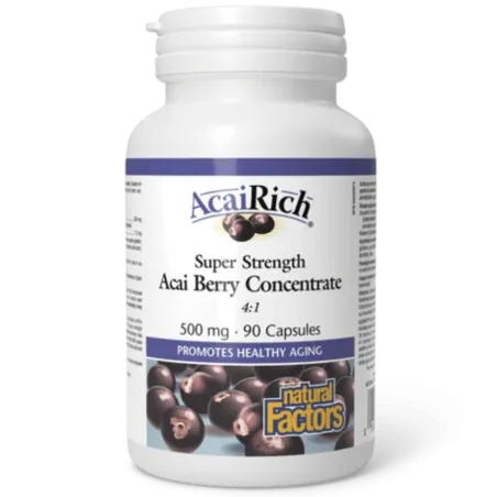 Natural Factors 내추럴 팩터스 AcaiRich 초강력 아사이베리 농축액 500 mg, 90 캡슐 | 매일 업데이트되는 특가 상품 | VITASHOP