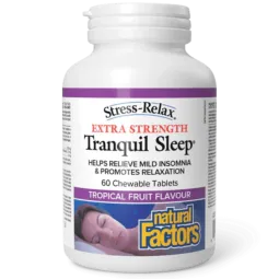 Stress-Relax Sommeil tranquille Extra Fort Saveur de fruits tropicaux, 60 comprimés à croquer | Safest & Easiest Shopping Vitami