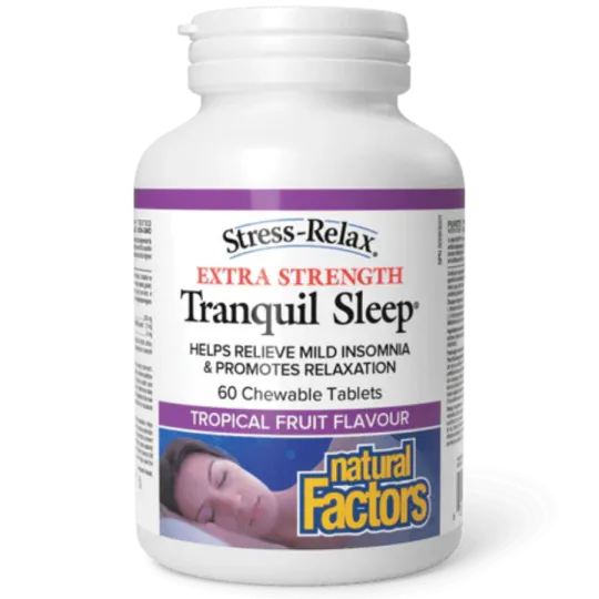 Stress-Relax Sommeil tranquille Extra Fort Saveur de fruits tropicaux, 60 comprimés à croquer | Safest & Easiest Shopping Vitami