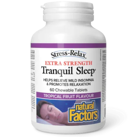Stress-Relax Sommeil tranquille Extra Fort Saveur de fruits tropicaux, 60 comprimés à croquer | Safest & Easiest Shopping Vitami