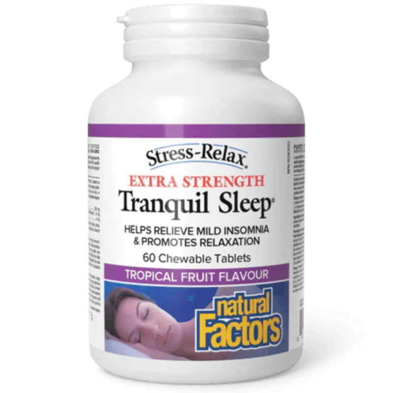 Stress-Relax Sommeil tranquille Extra Fort Saveur de fruits tropicaux, 60 comprimés à croquer | Safest & Easiest Shopping Vitami