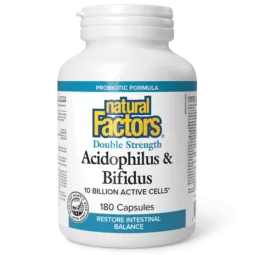 Natural Factors Acidophilus & Bifidus Double Strength 10 Billion Active Cells, 180 Capsules | 每天不同折扣, 全网最低价格 | 种类齐全的保健品店铺 VITASH