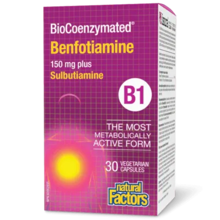BioCoenzymated Benfotiamine B1 150 mg, 30 Capsules Végétariennes | Safest & Easiest Shopping Vitamins Online | VITASHOP