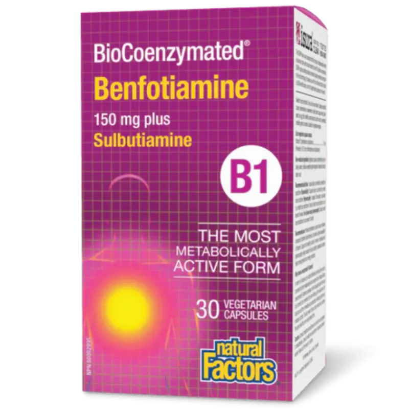 BioCoenzymated Benfotiamine B1 150 mg, 30 Capsules Végétariennes | Safest & Easiest Shopping Vitamins Online | VITASHOP