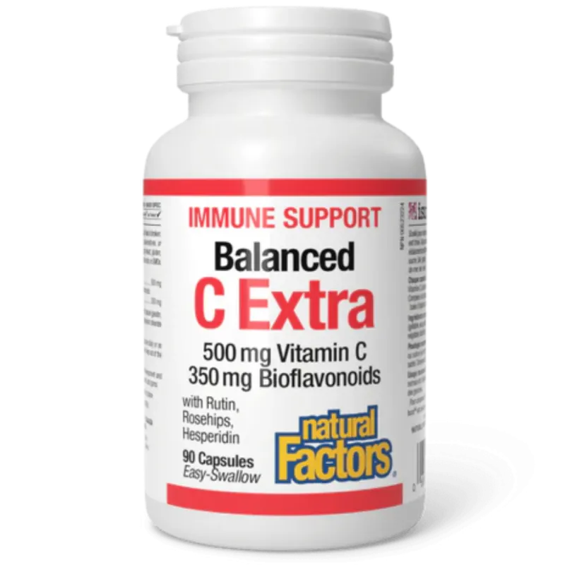 Natural Factors 내추럴 팩터스 루틴, 로즈힙, 헤스페리딘 500 mg / 350 mg, 90 캡슐 함유 균형 잡힌 C 엑스트라 | 매일 업데이트되는 특가 상품 | VITASHOP