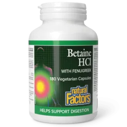 Natural Factors Betaine Hydrochloride with Fenugreek, 180 Vegetarian Capsules | Unbeatable Prices, Daily Deals | VITASHOP