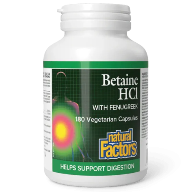 Natural Factors 내추럴 팩터스 호로파 함유 베타인 염산염, 식물성 캡슐 180정 | 매일 업데이트되는 특가 상품 | VITASHOP