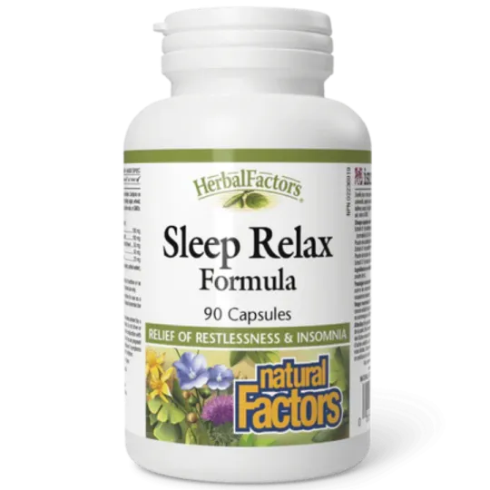 Natural Factors 내추럴 팩터스 HerbalFactors 슬립 릴렉스 포뮬러, 90캡슐 | 매일 업데이트되는 특가 상품 | VITASHOP