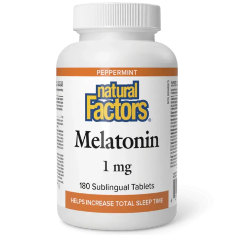 Natural Factors 내추럴 팩터스 멜라토닌 1 mg 페퍼민트, 180 설하 정제 | 매일 업데이트되는 특가 상품 | VITASHOP