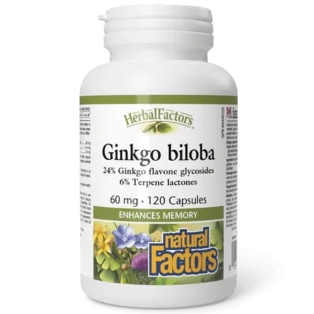 Natural Factors HerbalFactors Ginkgo biloba 60 mg, 120 Capsules | Unbeatable Prices, Daily Deals | VITASHOP