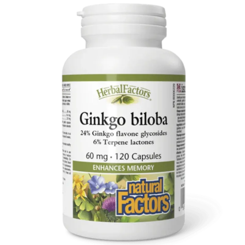 Natural Factors HerbalFactors Ginkgo biloba 60 mg, 120 Capsules | Unbeatable Prices, Daily Deals | VITASHOP