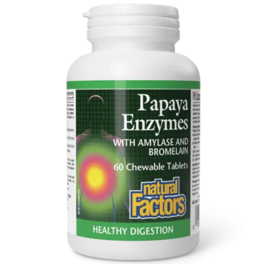 Natural Factors 내추럴 팩터스 아밀라아제와 브로멜라인 함유 파파야 효소 60정 | 매일 업데이트되는 특가 상품 | VITASHOP