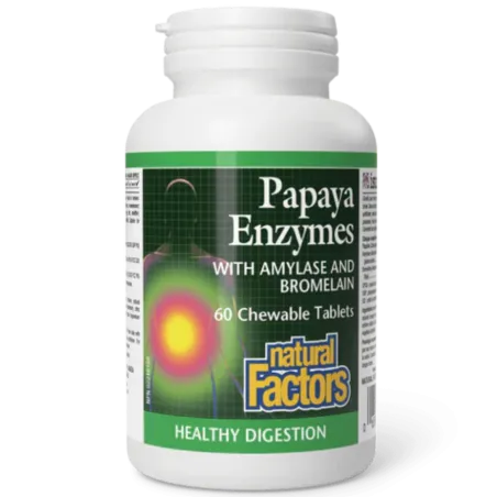 Natural Factors 내추럴 팩터스 아밀라아제와 브로멜라인 함유 파파야 효소 60정 | 매일 업데이트되는 특가 상품 | VITASHOP