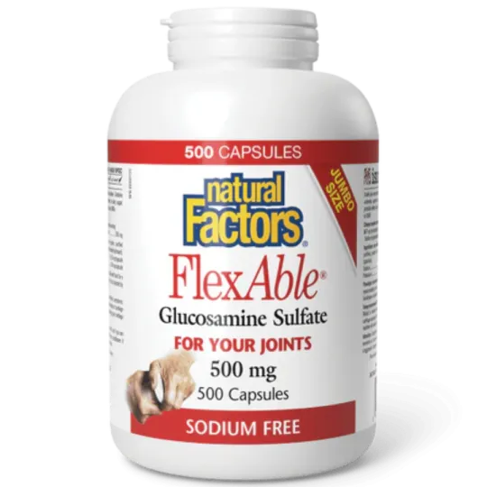 Natural Factors 내추럴 팩터스 FlexAble 글루코사민 황산염 500 mg, 500 캡슐 | 매일 업데이트되는 특가 상품 | VITASHOP