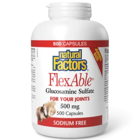 Natural Factors 내추럴 팩터스 FlexAble 글루코사민 황산염 500 mg, 500 캡슐 | 매일 업데이트되는 특가 상품 | VITASHOP
