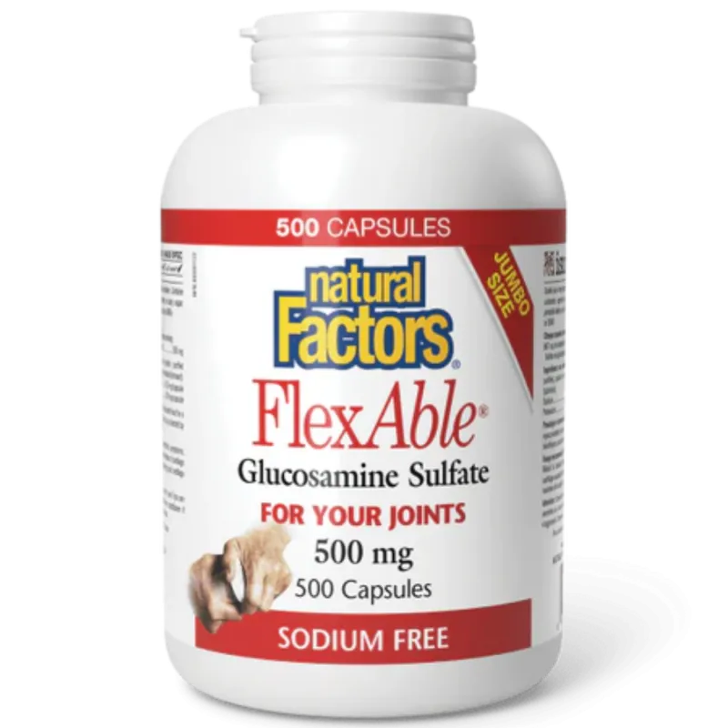 Natural Factors 내추럴 팩터스 FlexAble 글루코사민 황산염 500 mg, 500 캡슐 | 매일 업데이트되는 특가 상품 | VITASHOP