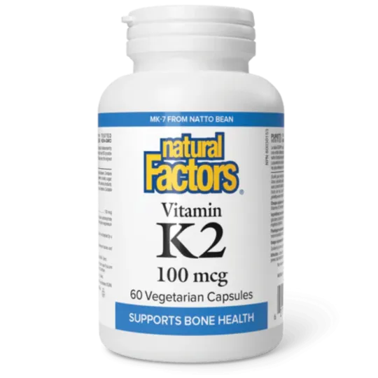 Natural Factors Vitamin K2 100 mcg, 60 Vegetarian Capsules | Unbeatable Prices, Daily Deals | VITASHOP