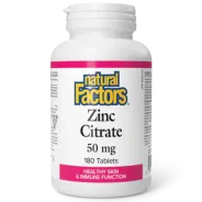 Natural Factors Zinc Citrate 50 mg, 180 Tablets | Unbeatable Prices, Daily Deals | VITASHOP