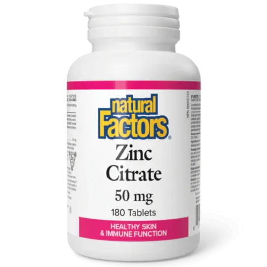 Natural Factors Zinc Citrate 50 mg, 180 Tablets | Unbeatable Prices, Daily Deals | VITASHOP
