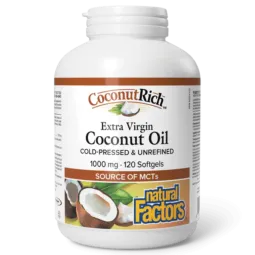 Natural Factors CoconutRich Extra Virgin Coconut Oil 1000 mg, 120 Softgels | Unbeatable Prices, Daily Deals | VITASHOP