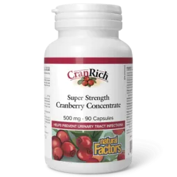 Natural Factors 내추럴 팩터스 CranRich 초강력 크랜베리 농축액 500 mg, 90 캡슐 | 매일 업데이트되는 특가 상품 | VITASHOP