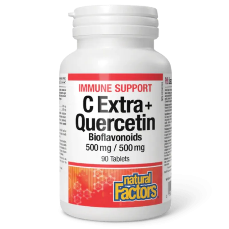 Natural Factors 내추럴 팩터스 C 엑스트라 + 케르세틴 바이오플라보노이드 500 mg / 500 mg, 90정 | 매일 업데이트되는 특가 상품 | VITASHOP