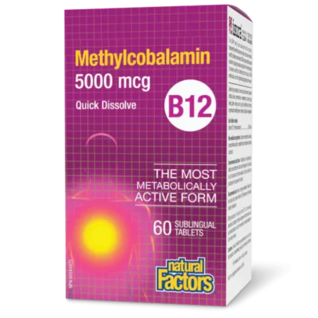 Natural Factors B12 Methylcobalamin 5000 mcg, 60 Sublingual Tablets | 每天不同折扣, 全网最低价格 | 种类齐全的保健品店铺 VITASHOP, 只有你想不到, 没有你买不到 !