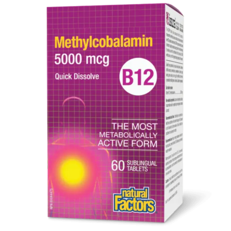 Natural Factors B12 Methylcobalamin 5000 mcg, 60 Sublingual Tablets | 每天不同折扣, 全网最低价格 | 种类齐全的保健品店铺 VITASHOP, 只有你想不到, 没有你买不到 !