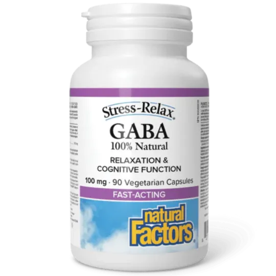 Stress-Relax 100% NATUREL GABA 100 mg, 90 Capsules Végétariennes | Safest & Easiest Shopping Vitamins Online | VITASHOP