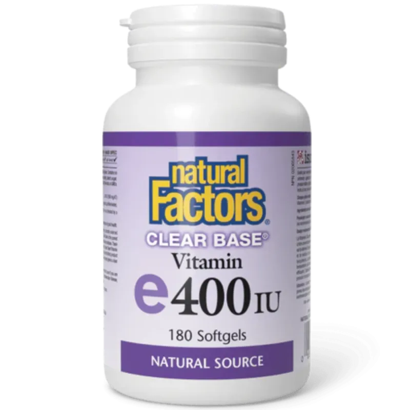Clear Base Vitamin E 400 IU Natural Source, 180 Softgels | Safest & Easiest Shopping Vitamins Online | VITASHOP
