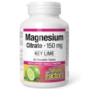 Citrate de magnésium 150 mg Key Lime sans sucre, 60 comprimés à croquer | Safest & Easiest Shopping Vitamins Online | VITASHOP