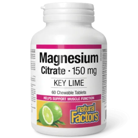 Natural Factors Magnesium Citrate 150 mg Key Lime Sugar Free, 60 Chewable Tablets | Unbeatable Prices, Daily Deals | VITASHOP
