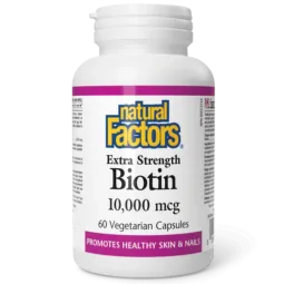 Natural Factors 내추럴 팩터스 비오틴 10000mcg 엑스트라 스트렝스, 식물성 캡슐 60정 | 매일 업데이트되는 특가 상품 | VITASHOP