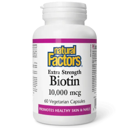 Natural Factors Biotin 10000 mcg Extra Strength, 60 Vegetarian Capsules | Unbeatable Prices, Daily Deals | VITASHOP