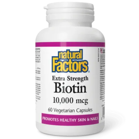 Natural Factors Biotin 10000 mcg Extra Strength, 60 Vegetarian Capsules | Unbeatable Prices, Daily Deals | VITASHOP
