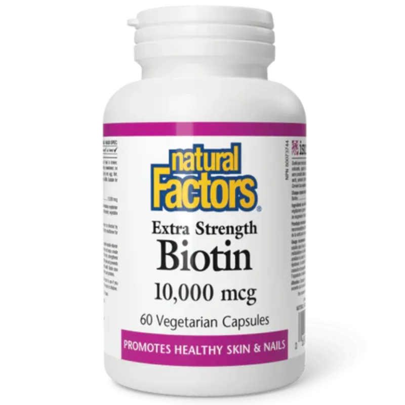 Biotine 10000 mcg Extra Strength, 60 Capsules Végétariennes | Safest & Easiest Shopping Vitamins Online | VITASHOP