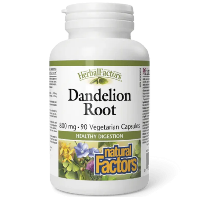 HerbalFactors Racine de pissenlit 800 mg, 90 capsules végétariennes | Safest & Easiest Shopping Vitamins Online | VITASHOP
