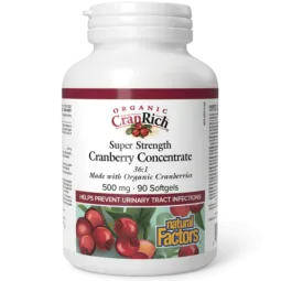 Natural Factors Organic CranRich Super Strength Cranberry Concentrate 500 mg, 90 Softgels | 每天不同折扣, 全网最低价格 | 种类齐全的保健品店铺 VITASHOP